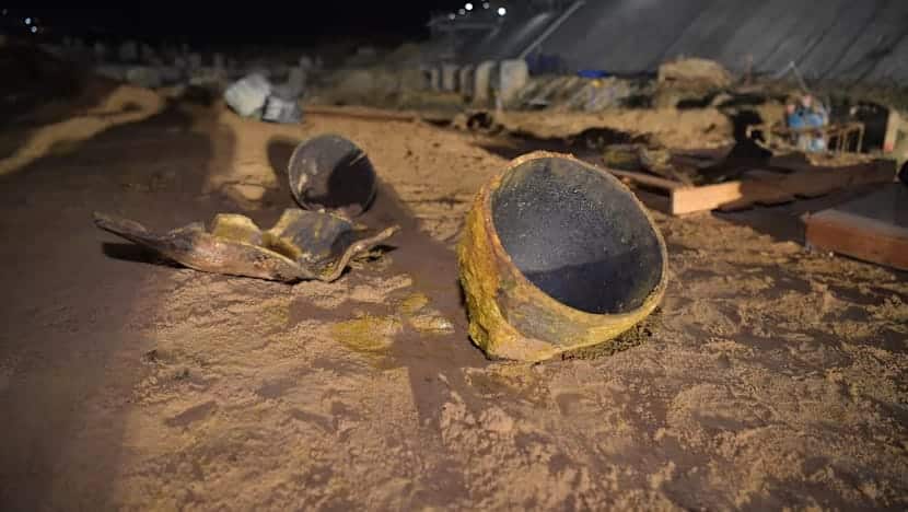 The UXO at Singapore Airport after neutralisation with Alford Vulcan