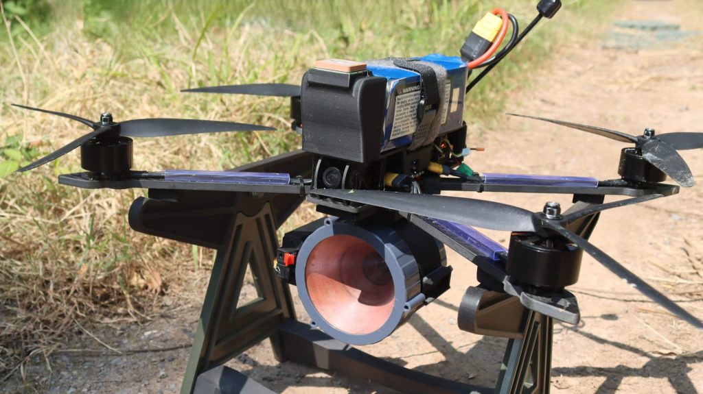 FPV drone equipped with Alford Magma shaped charge