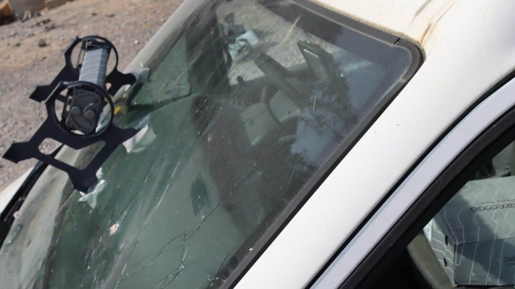Alford MiniMod deployed on a car windscreen, against an IED