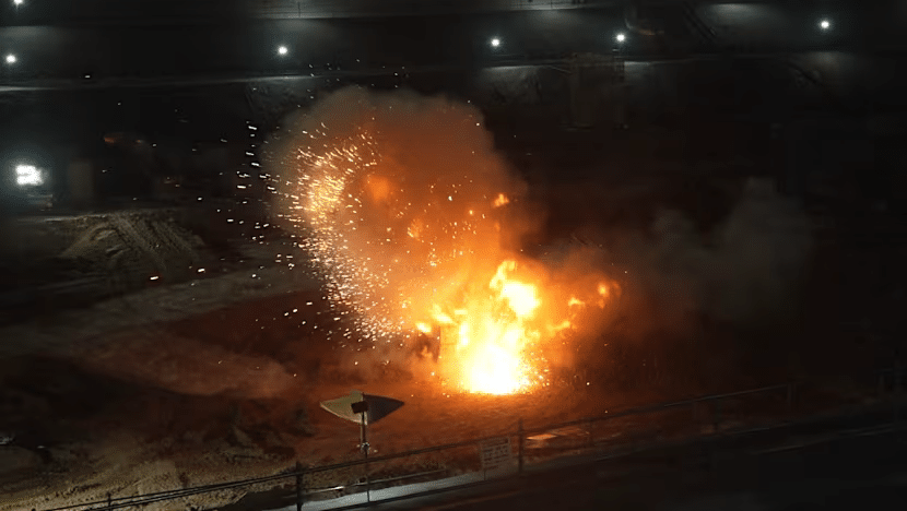 Controlled disposal of WWII bomb by Alford Technologies Vulcan shaped charge at Singapore Airport, April 2026