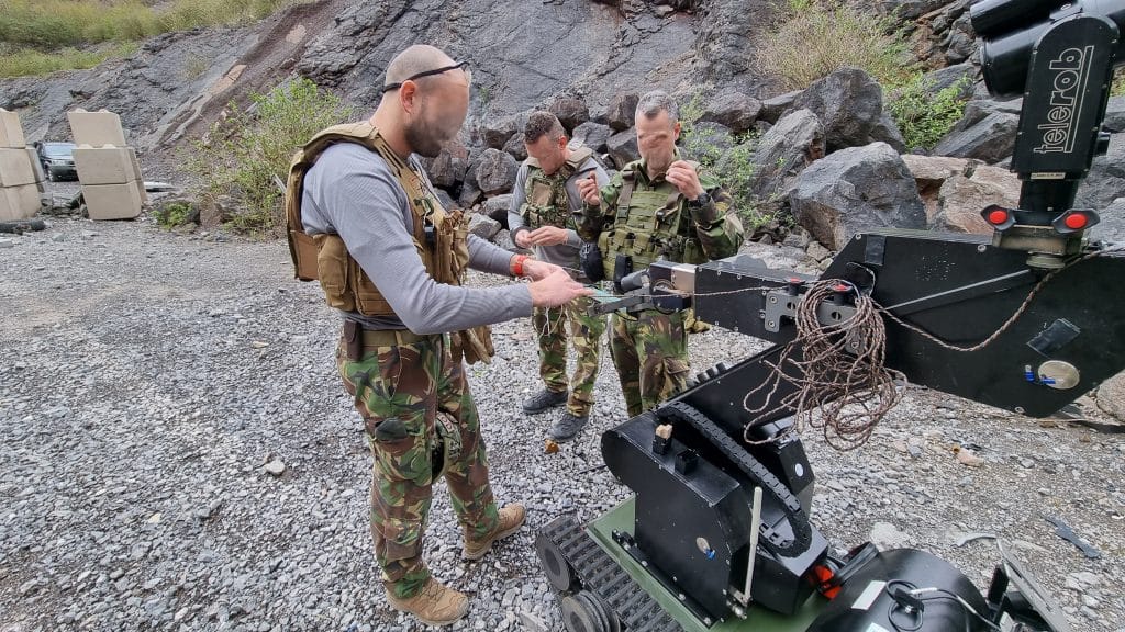 Operators prepare to deploy an EOD ROV during IEDD training