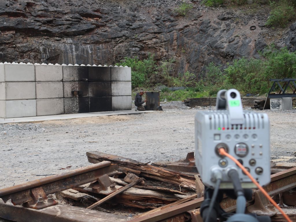 Explosive charge R&D at Broadmead Range, including high speed cameras for validation